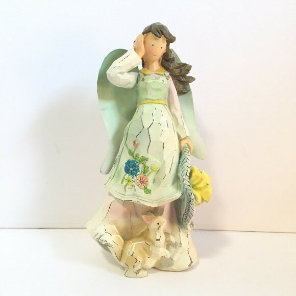 Angel Tin Wings w Squirrel Distressed Figurine Rework Repurpose Gardener Statue - Picture 1 of 5